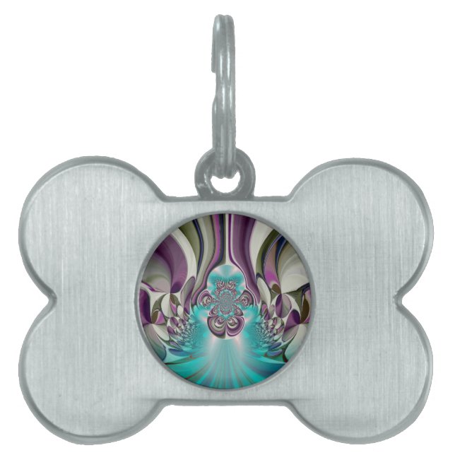 Médaillons Pour Animaux Domestiques Belle impression Angélique Purple et Cyan Abstrait (Devant)