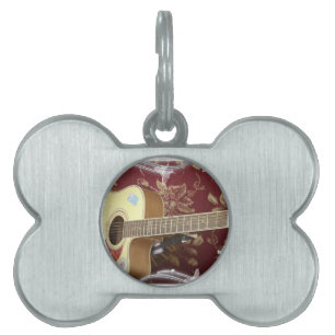 Médaillons Pour Animaux Domestiques Belle jolie guitare Vintage sur le Motif Africain