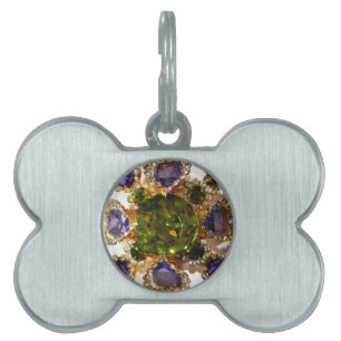 Médaillons Pour Animaux Domestiques Bijoux de diamants d'améthyste violette et d'émera