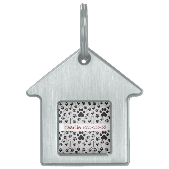 Médaillons Pour Animaux Domestiques Black and white Footprint pet (Devant)