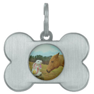 Médaillons Pour Animaux Domestiques Blond Jaune cheval & Bunny de Pâques