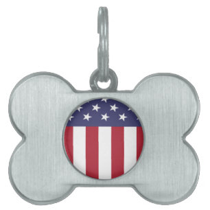 Médaillons Pour Animaux Domestiques Bouclier patriotique du drapeau américain