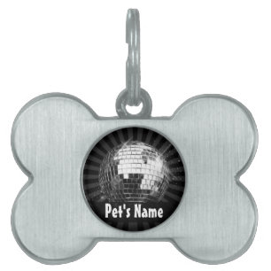 Médaillons Pour Animaux Domestiques Boule Disco avec Arrière - plan noir