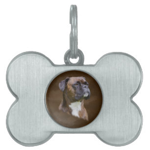 Médaillons Pour Animaux Domestiques Boxer Peinture à l'huile de chien Portrait d'art