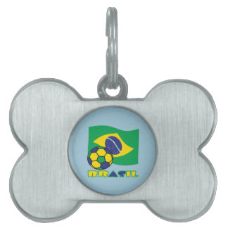 Médaillons Pour Animaux Domestiques Brasileiro Futebol e Bandeira Brasil en portugais