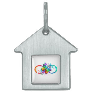 Médaillons Pour Animaux Domestiques Bright infinity with rainbow butterfly