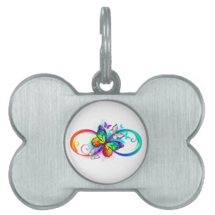 Médaillons Pour Animaux Domestiques Bright infinity with rainbow butterfly