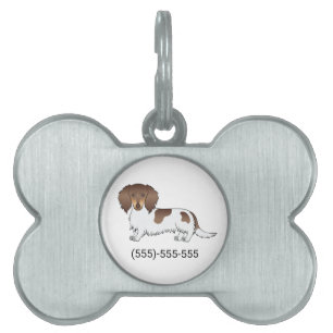 Médaillons Pour Animaux Domestiques Brun & Tan Pied Long Hair Dachshund & Numéro