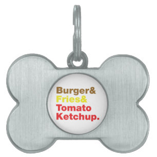 Médaillons Pour Animaux Domestiques Burger & Fries & Tomato Ketchup.