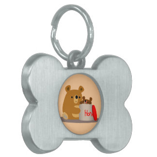 Médaillons Pour Animaux Domestiques Bye Bye Honey ! Balise de dessin mignon Ours anima
