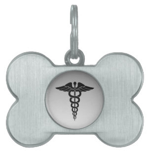 Médaillons Pour Animaux Domestiques Caducée Médicale en argent