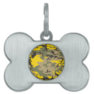 Médaillons Pour Animaux Domestiques Camouflage jaune et vert, Militaire, Armée