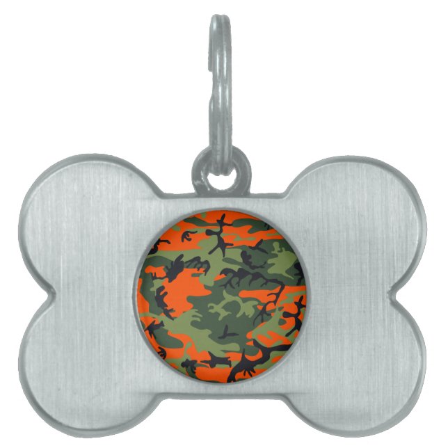 Médaillons Pour Animaux Domestiques Camouflage orange et vert, Militaire, Armée (Devant)