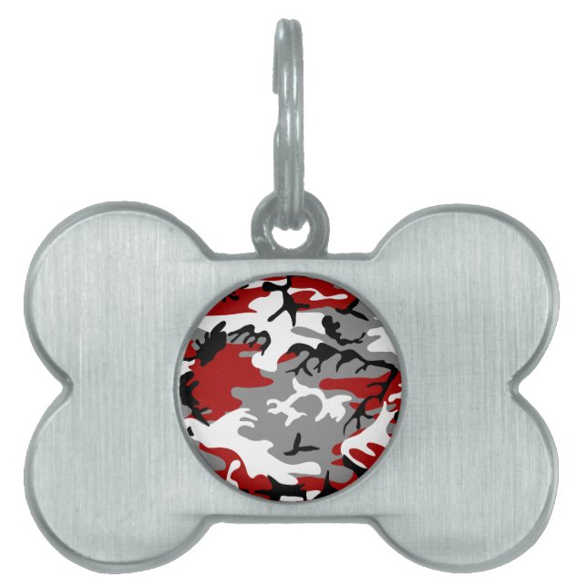 Médaillons Pour Animaux Domestiques Camouflage rouge et gris, Militaire, Armée (Devant)