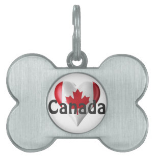 Médaillons Pour Animaux Domestiques Canada Flag Heart