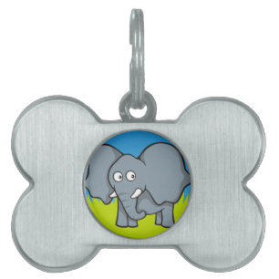 Médaillons Pour Animaux Domestiques Caricature d'éléphant gris