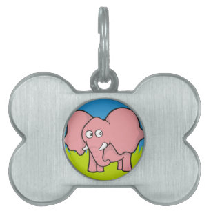 Médaillons Pour Animaux Domestiques Caricature d'éléphant rose
