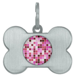 Médaillons Pour Animaux Domestiques Carreaux de Piscine, Carreaux de Mosaïque Rose, Mo