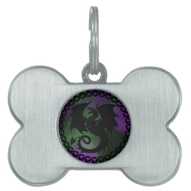Médaillons Pour Animaux Domestiques CelticCircleDragonPurpleGreen (Devant)