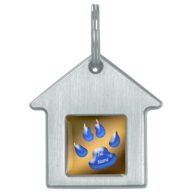 Médaillons Pour Animaux Domestiques Chat bleu or (Devant)