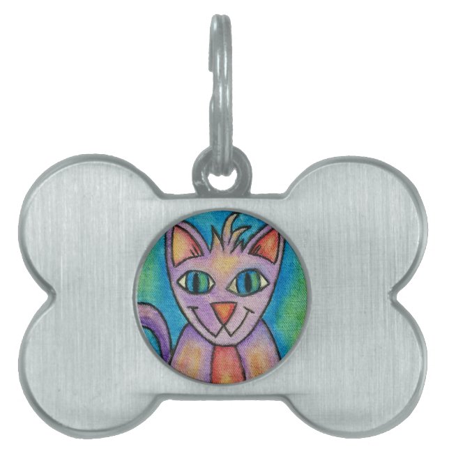 Médaillons Pour Animaux Domestiques Chat Chaton Rose Violet (Devant)