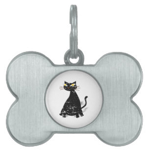 Médaillons Pour Animaux Domestiques Chat noir gras en détresse