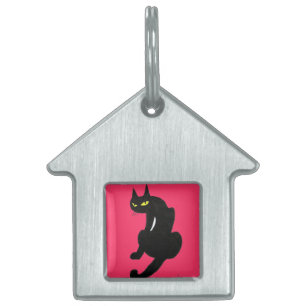 Médaillons Pour Animaux Domestiques CHAT NOIR rose