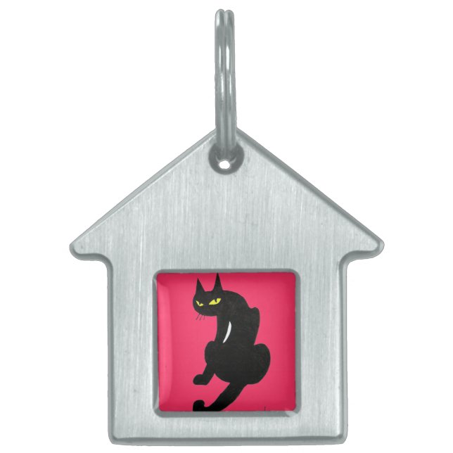 Médaillons Pour Animaux Domestiques CHAT NOIR rose (Devant)
