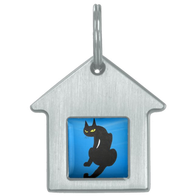Médaillons Pour Animaux Domestiques CHAT NOIR, Sapphire Bleu (Devant)