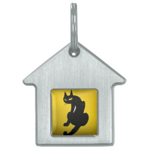 Médaillons Pour Animaux Domestiques CHAT NOIR, topaz jaune