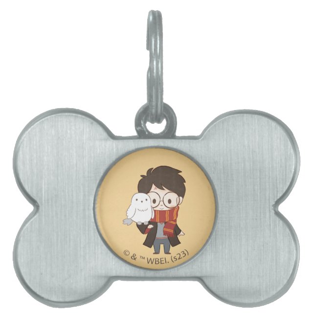 Médaillons Pour Animaux Domestiques Chibi HARRY POTTER™ & Hedwig (Devant)