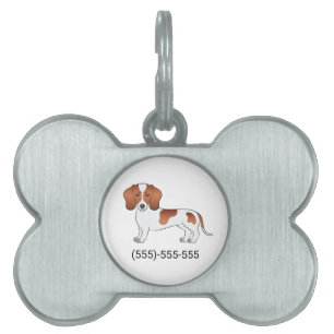 Médaillons Pour Animaux Domestiques Chien de dessin animé à poil court pie rouge Dachs