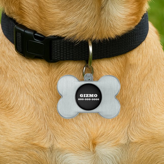 Médaillons Pour Animaux Domestiques Chien de nom personnalisé en noir gras (Bold Solid Black Custom Name Dog Pet ID Tag
)