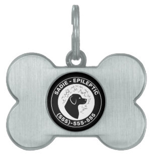 Médaillons Pour Animaux Domestiques Chien Épileptique Silhouette de Chien Noir & Infos