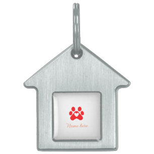 Médaillons Pour Animaux Domestiques Chien patte coeur rouge animal ajouter nom animal 