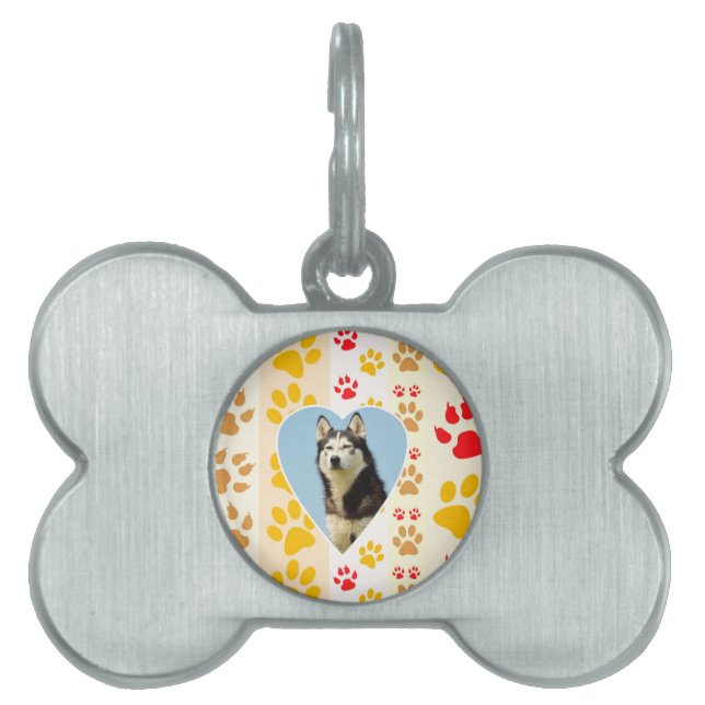 Médaillons Pour Animaux Domestiques Chien sibérien - pattes cardiaques Imprimer (Devant)