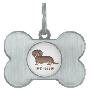 Médaillons Pour Animaux Domestiques Chocolat & Tan Poil Long Chien Teckel & Numéro