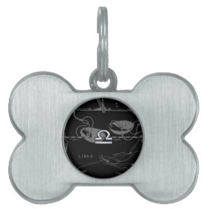 Médaillons Pour Animaux Domestiques Chrome Argent comme Libra Zodiac Connexion Heveliu