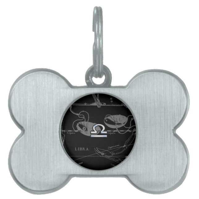 Médaillons Pour Animaux Domestiques Chrome Argent comme Libra Zodiac Connexion Heveliu (Devant)