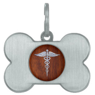 Médaillons Pour Animaux Domestiques Chrome Comme Caduceus Symbole Médicale Décor en ac
