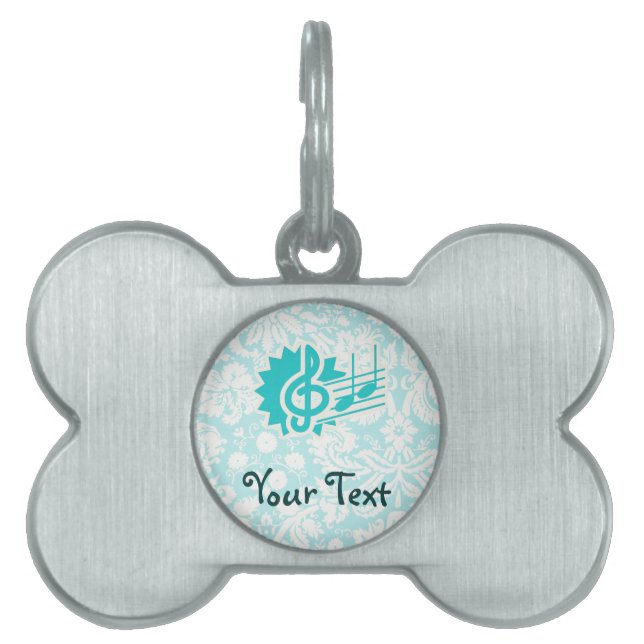 Médaillons Pour Animaux Domestiques Clef triple turquoise (Devant)