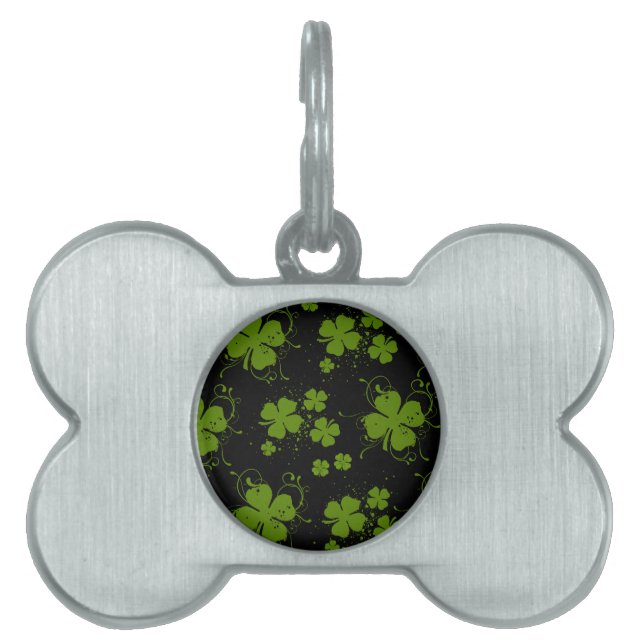 Médaillons Pour Animaux Domestiques Clovers verts, Lucky Clovers, Saint Patrick's Day (Devant)