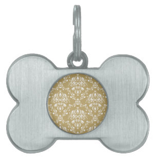 Médaillons Pour Animaux Domestiques Cocoa and Cream Damask