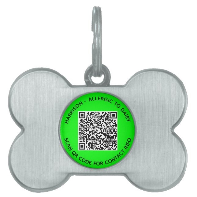 Médaillons Pour Animaux Domestiques Code QR moderne scanner coordonnées contact nom né (Devant)