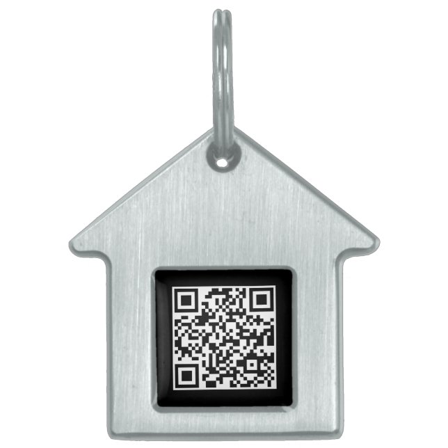 Médaillons Pour Animaux Domestiques Code QR | Noir moderne si perdu Scannable (Devant)