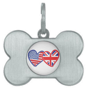 Médaillons Pour Animaux Domestiques Coeurs du drapeau américain Union Jack
