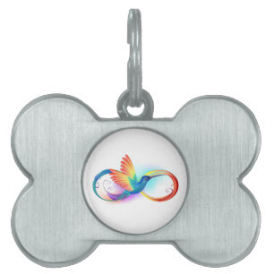 Médaillons Pour Animaux Domestiques Colibri arc-en-ciel avec symbole Infinity