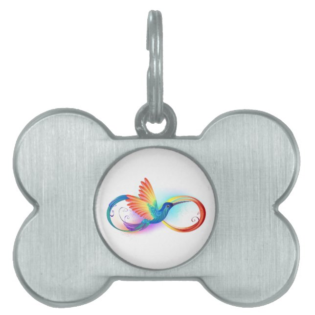 Médaillons Pour Animaux Domestiques Colibri arc-en-ciel avec symbole Infinity (Devant)