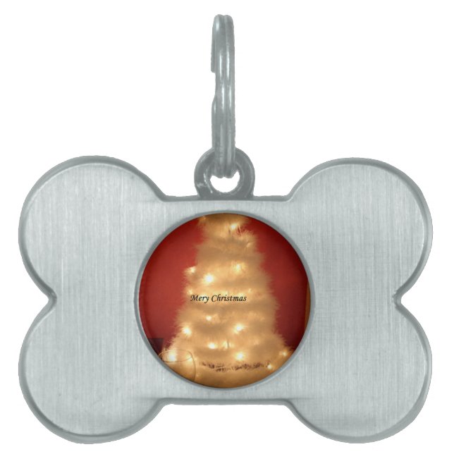 Médaillons Pour Animaux Domestiques Collection d'arbres de Noël blancs décorés (Devant)