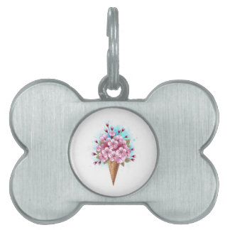 Médaillons Pour Animaux Domestiques Cône rose Sakura crème glacée gaufre